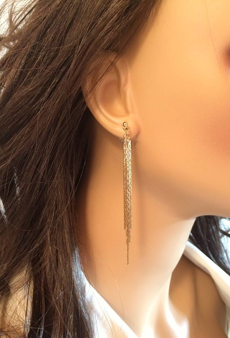 Ohrclips Baumeln, Unsichtbare Für Frauen Arbeit, Moderne Komfortable Gold Ohrclips, Real Aussehende Formale Clipon von BalmDesigns