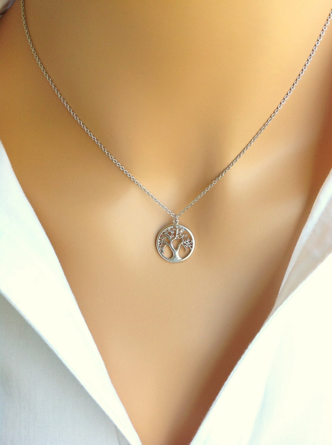 Silber Baum Des Lebens Halskette Glitzernder Kettenanhänger Silber Baum Des Lebens Halskette Glitzernder Kettenanhänger von BalmDesigns