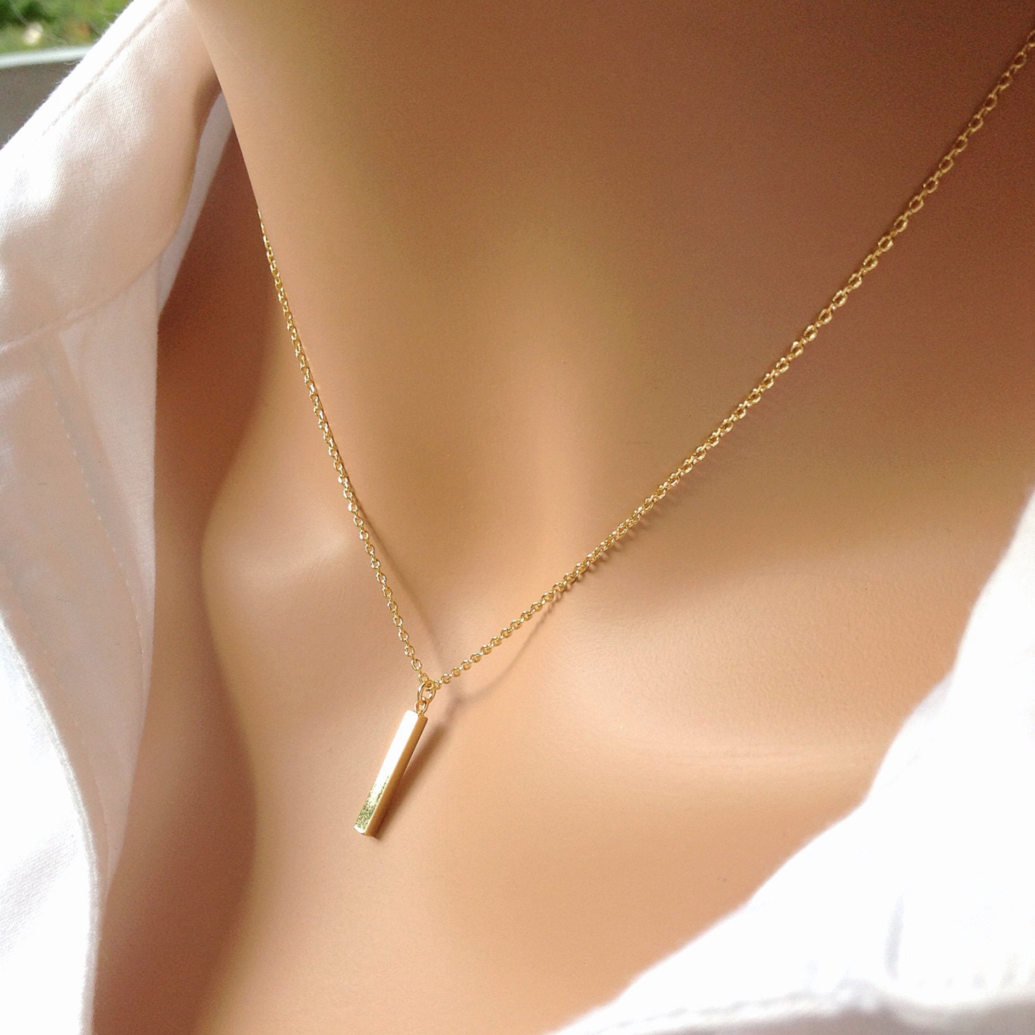 Vertikale Bar Halskette, Kurze Anhänger Zierliche Gold Einfache Minimale Goldkette, Baumeln Halskette Vertikale Bar Halskette, Kurze Anhänger Zierliche Gold Einfache Minimale Goldkette, Baumeln Halskette von BalmDesigns
