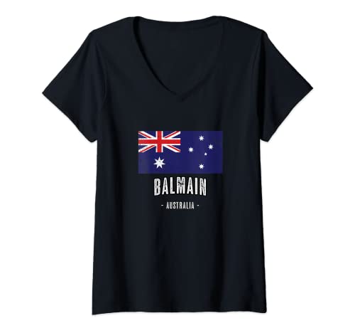 Damen Stadt von Balmain, Australien | AU Australische Flagge - T-Shirt mit V-Ausschnitt Damen Stadt von Balmain, Australien | AU Australische Flagge - T-Shirt mit V-Ausschnitt von Balmain Australia - Geschenke