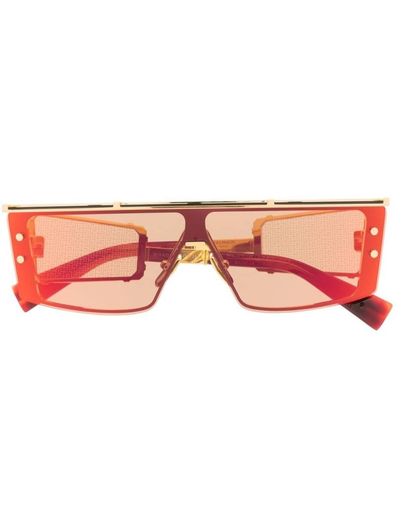 Balmain Eyewear Sonnenbrille mit eckigem Gestell - Gold von Balmain Eyewear