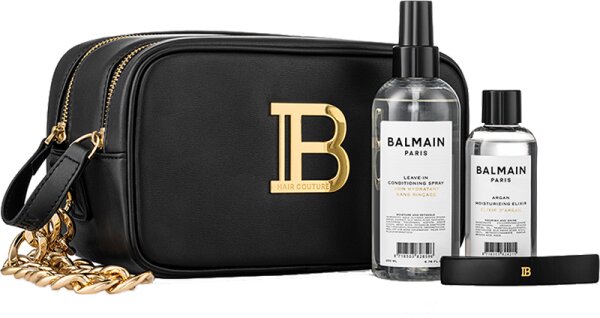 Balmain Hair Couture Signature Pouch Black Gold (Leave in, Argan Elixir, Barrette Medium Black) von Balmain Hair Couture