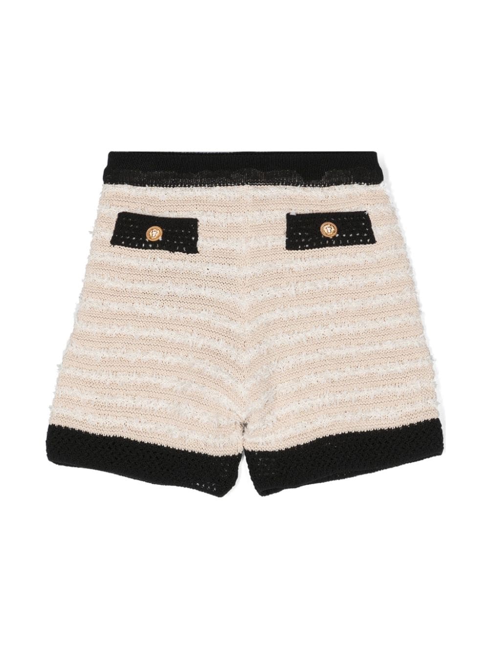 Balmain Kids Ausgefranste Strick-Shorts - Nude von Balmain Kids