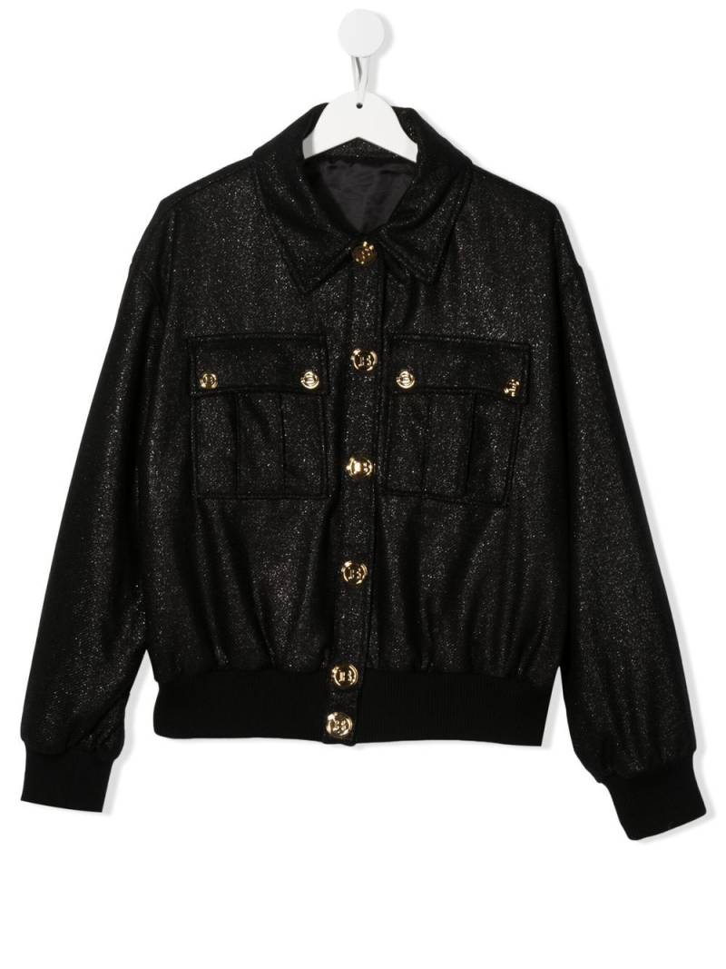 Balmain Kids Bomberjacke im Metallic-Look - Schwarz von Balmain Kids