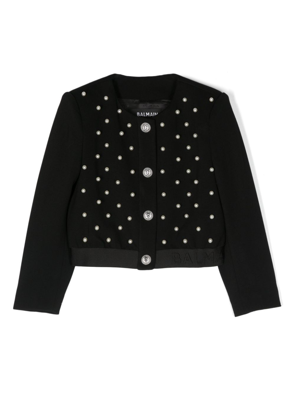 Balmain Kids Bomberjacke mit Kunstperlen - Schwarz von Balmain Kids