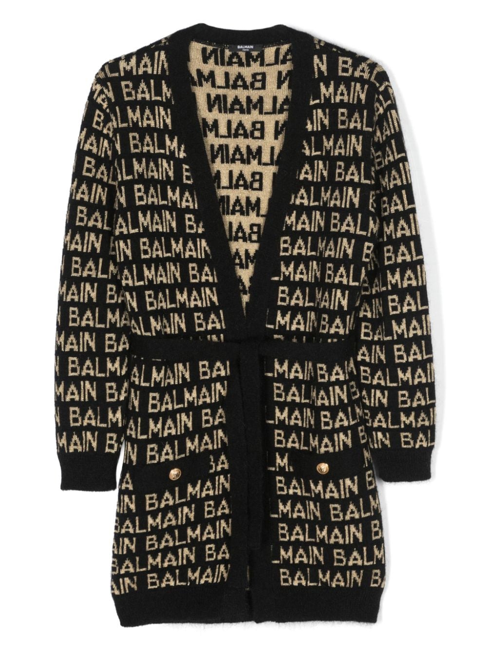 Balmain Kids Cardigan mit Intarsien-Logo - Schwarz von Balmain Kids