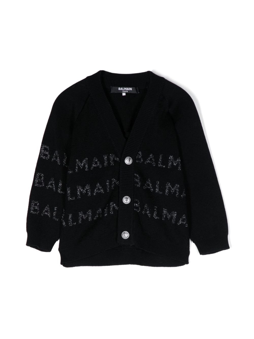 Balmain Kids Cardigan mit Jacquard-Logo - Schwarz von Balmain Kids