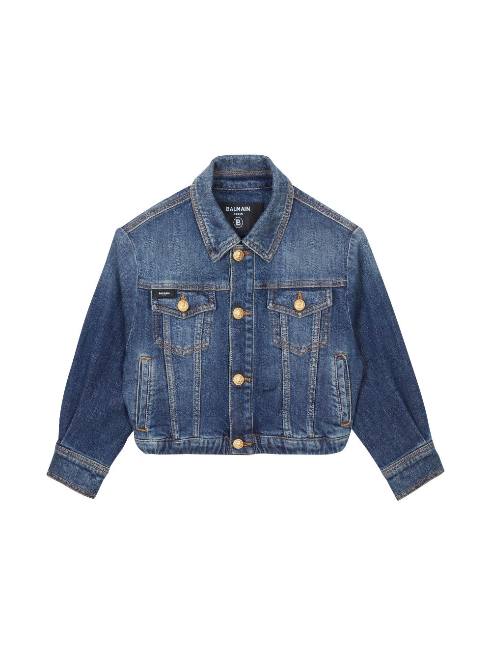 Balmain Kids Cropped-Jacke mit geprägten Knöpfen - Blau von Balmain Kids