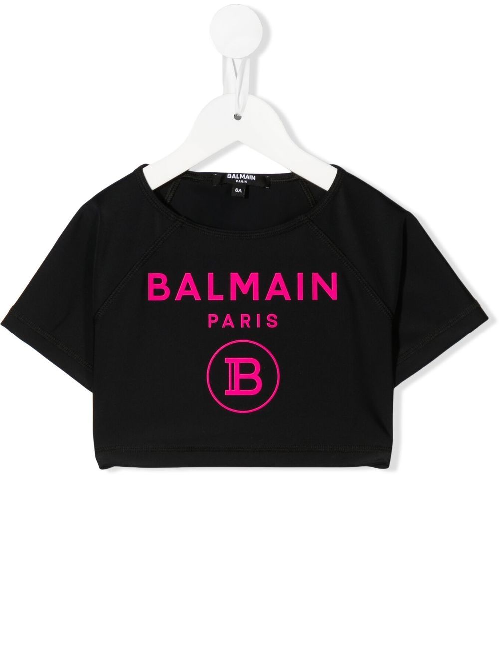 Balmain Kids Cropped-T-Shirt mit Logo-Print - Schwarz von Balmain Kids