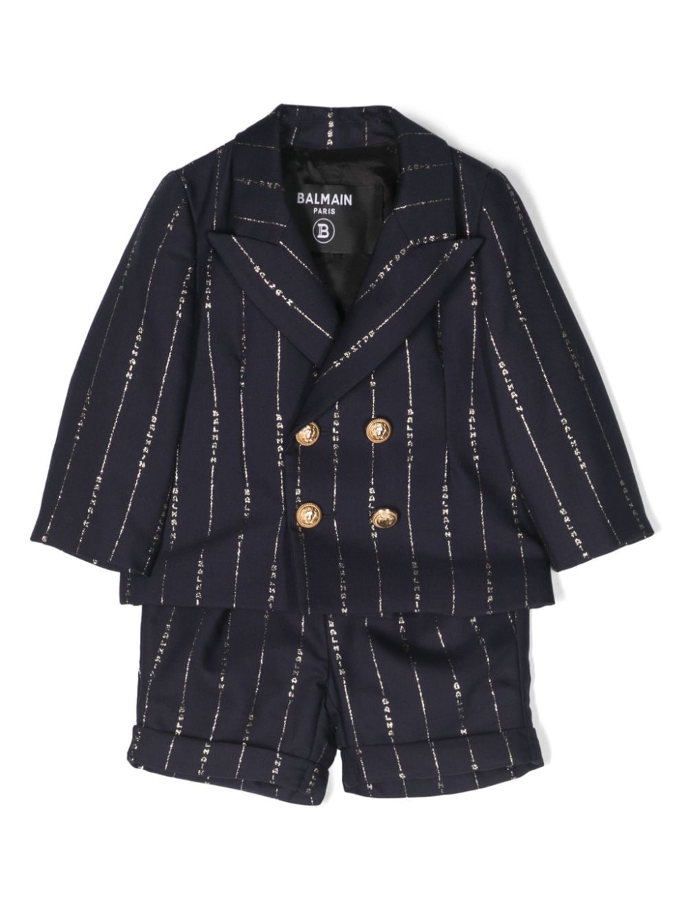 Balmain Kids Doppelreihiger Anzug aus Logo-Jacquard - Blau von Balmain Kids