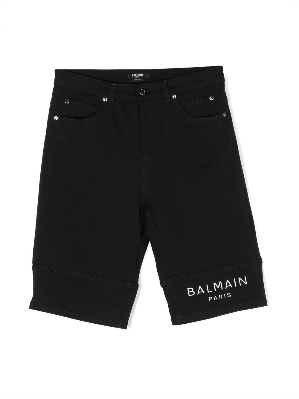 Balmain Kids Jeans-Shorts mit Logo-Print - Schwarz von Balmain Kids