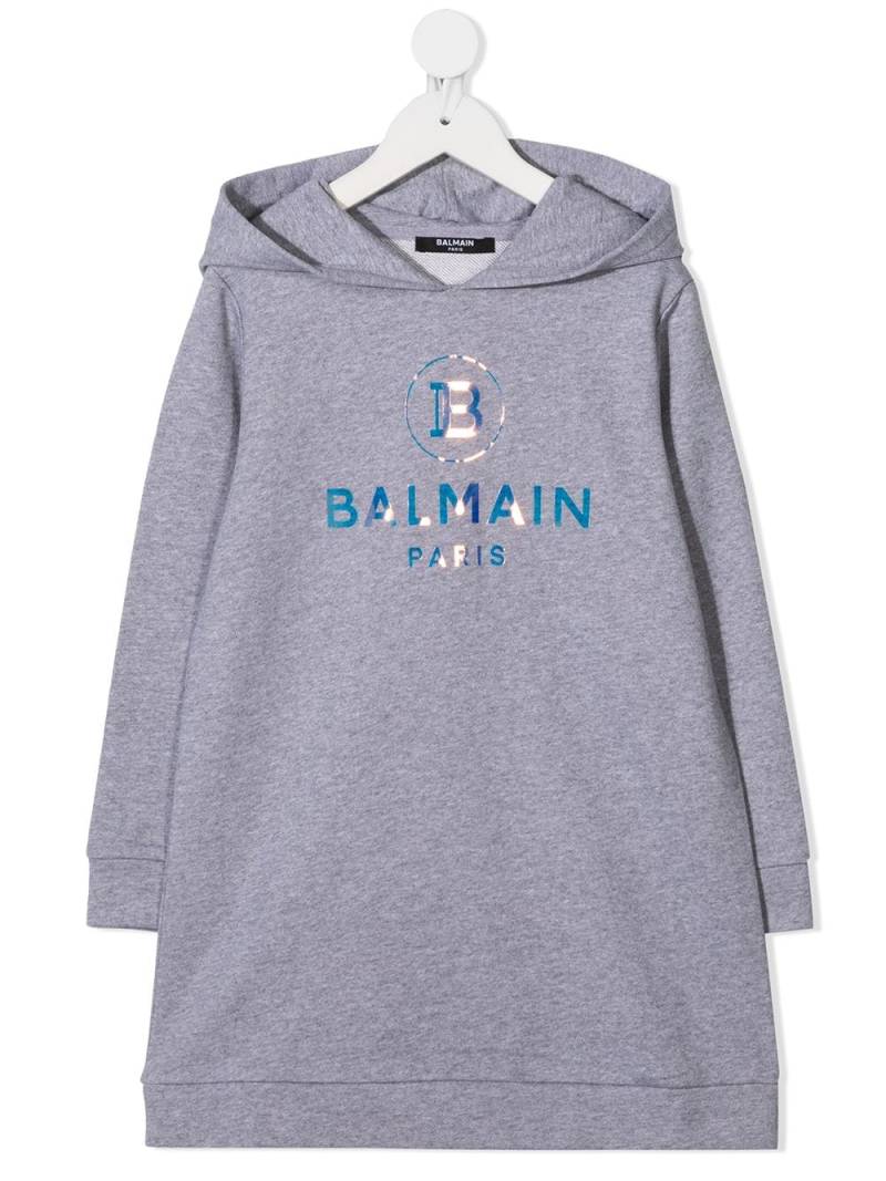 Balmain Kids Kleid mit holografischem Logo - Grau von Balmain Kids