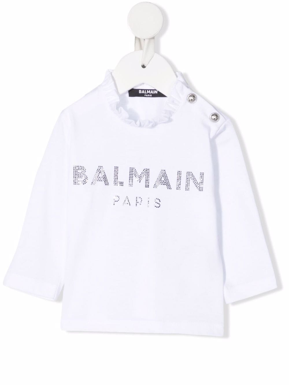 Balmain Kids Langarmshirt mit Logo-Verzierung - Weiß von Balmain Kids