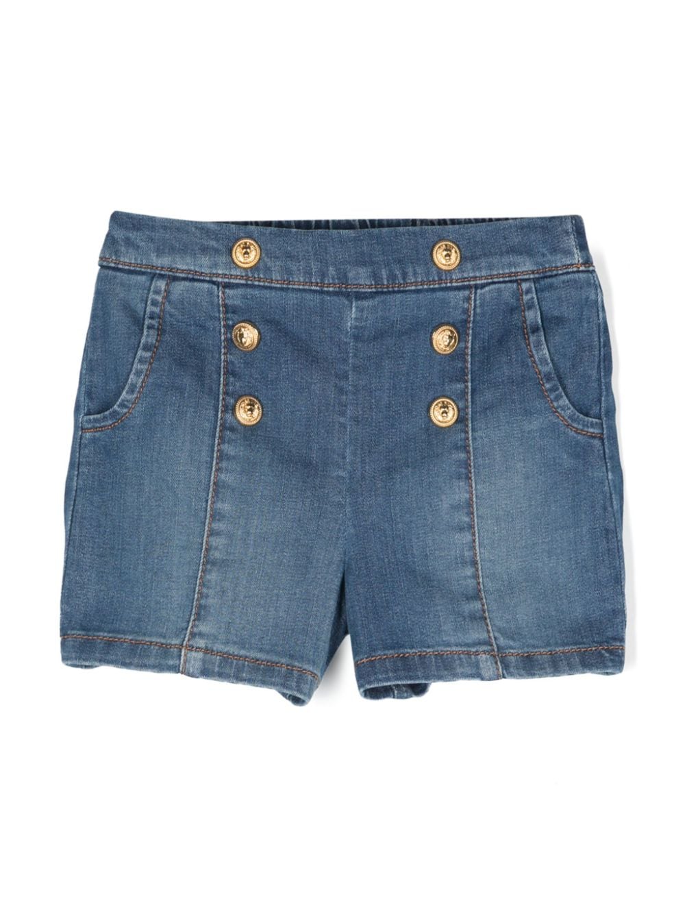 Balmain Kids Jeans-Shorts mit Löwenkopf-Knöpfen - Blau von Balmain Kids