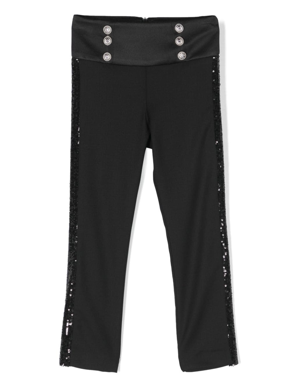 Balmain Kids Skinny-Hose mit Paillettenstreifen - Schwarz von Balmain Kids