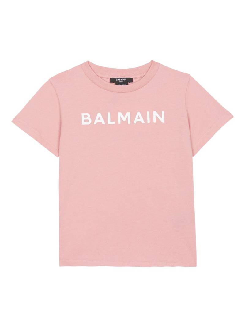 Balmain Kids T-Shirt mit geflocktem Logo - Rosa von Balmain Kids