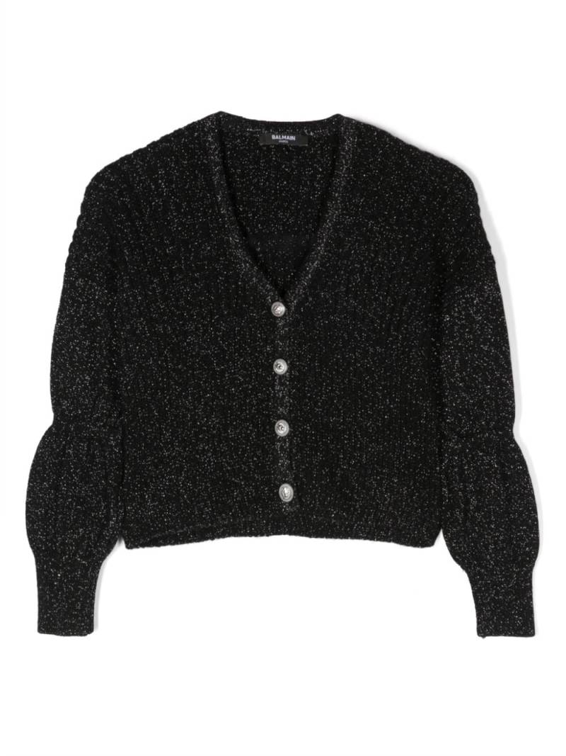 Balmain Kids Cardigan im Metallic-Look - Schwarz von Balmain Kids