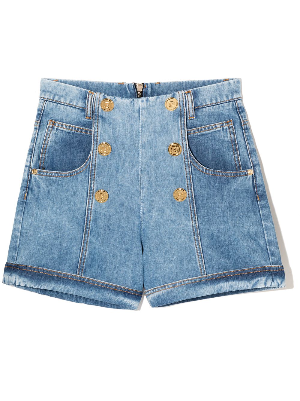 Balmain Kids Jeans-Shorts mit Zierknöpfen - Blau von Balmain Kids