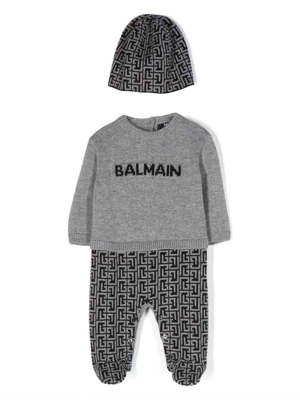 Balmain Kids Strampler-Set mit Intarsienmuster - Grau von Balmain Kids