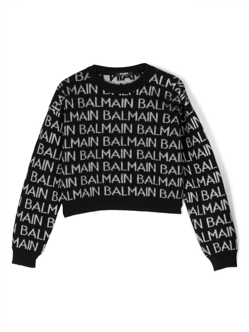 Balmain Kids Intarsien-Pullover mit Logo - Schwarz von Balmain Kids