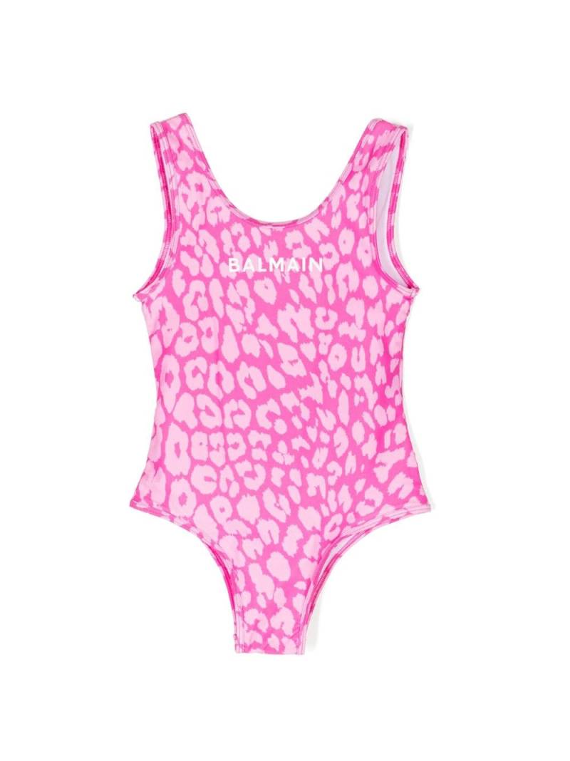 Balmain Kids Badeanzug mit Leoparden-Print - Rosa von Balmain Kids