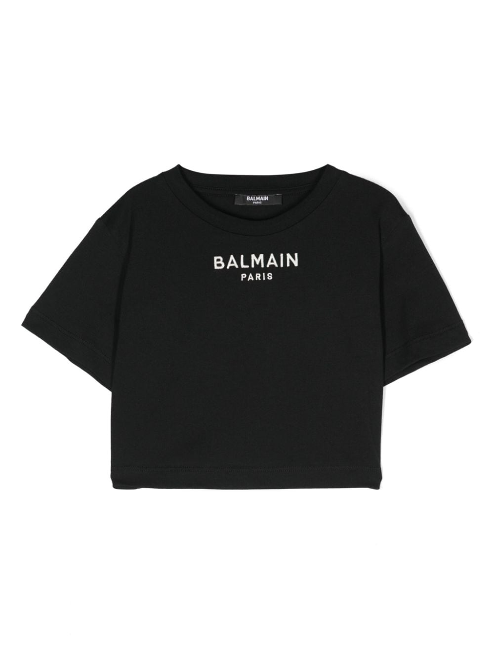 Balmain Kids Cropped-T-Shirt mit Logo-Stickerei - Schwarz von Balmain Kids