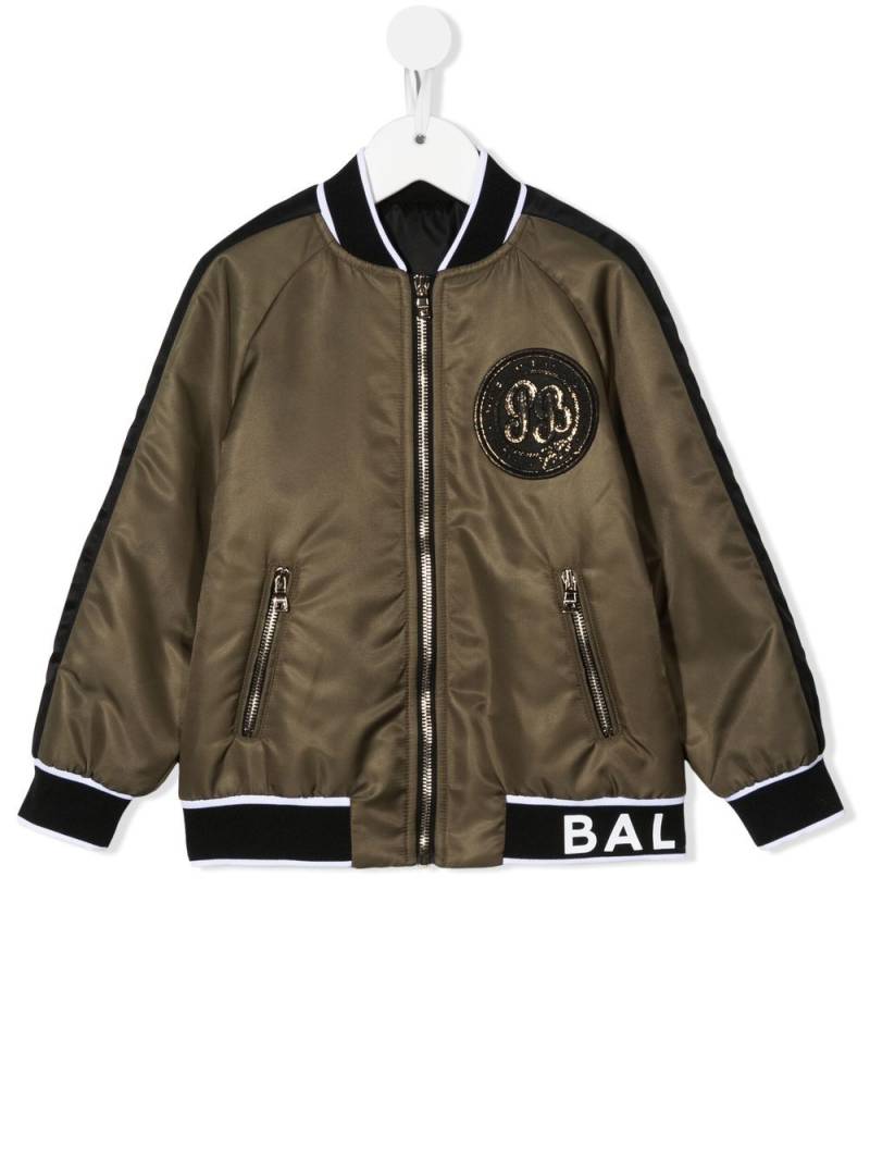 Balmain Kids Bomberjacke mit Logo-Patch - Grün von Balmain Kids