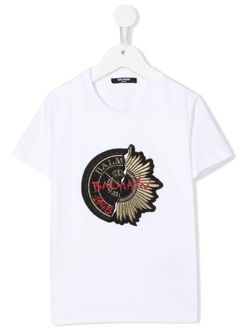 Balmain Kids T-Shirt mit Logo-Patch - Weiß von Balmain Kids