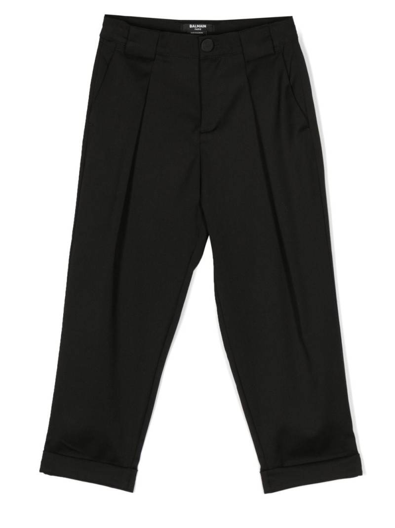 Balmain Kids Straight-Leg-Hose mit Logo-Patch - Schwarz von Balmain Kids