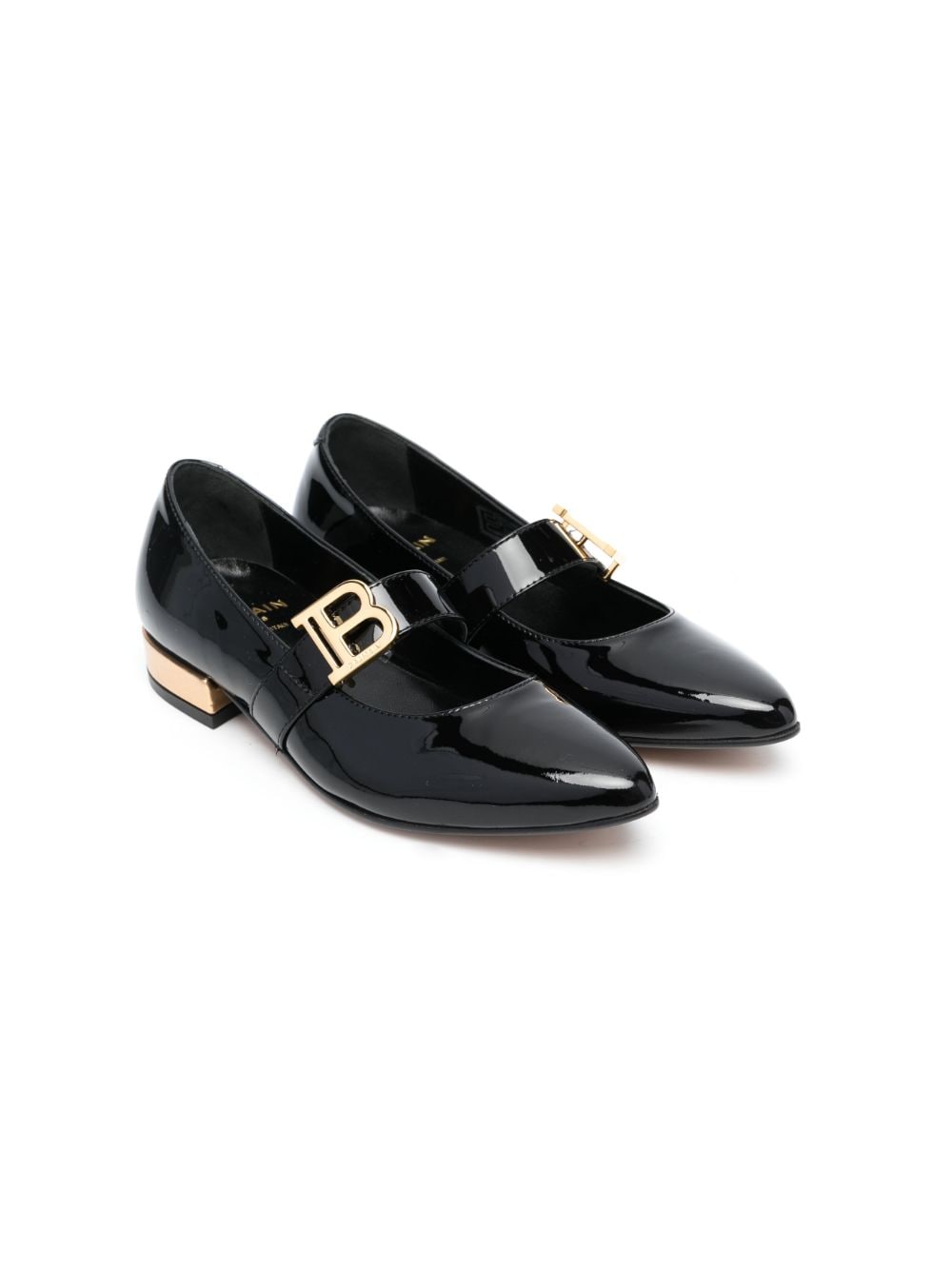 Balmain Kids Ballerinas mit Logo-Schild - Schwarz von Balmain Kids