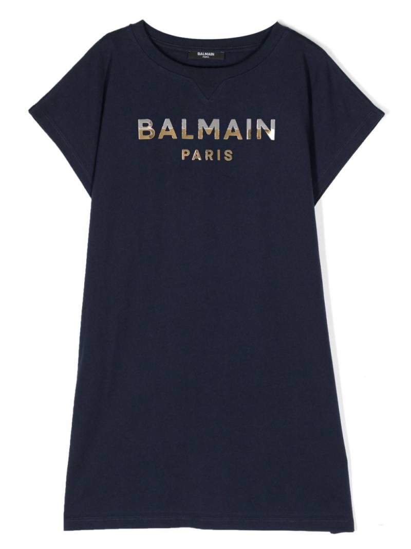 Balmain Kids T-Shirtkleid mit Logo-Print - Blau von Balmain Kids