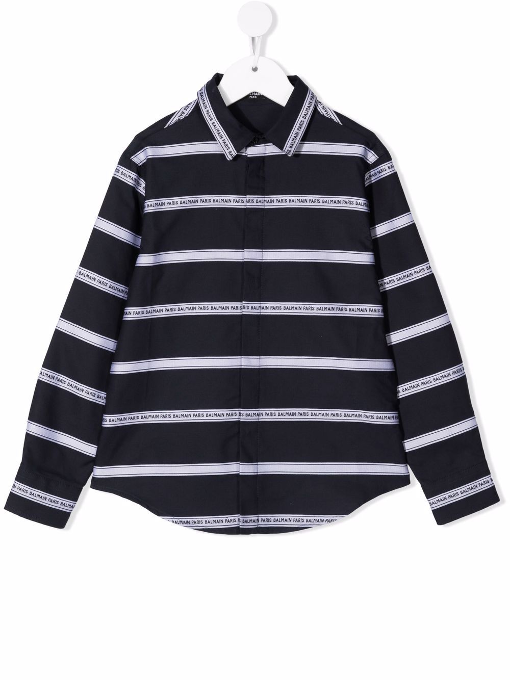 Balmain Kids Gestreiftes Hemd mit Logo-Print - Blau von Balmain Kids