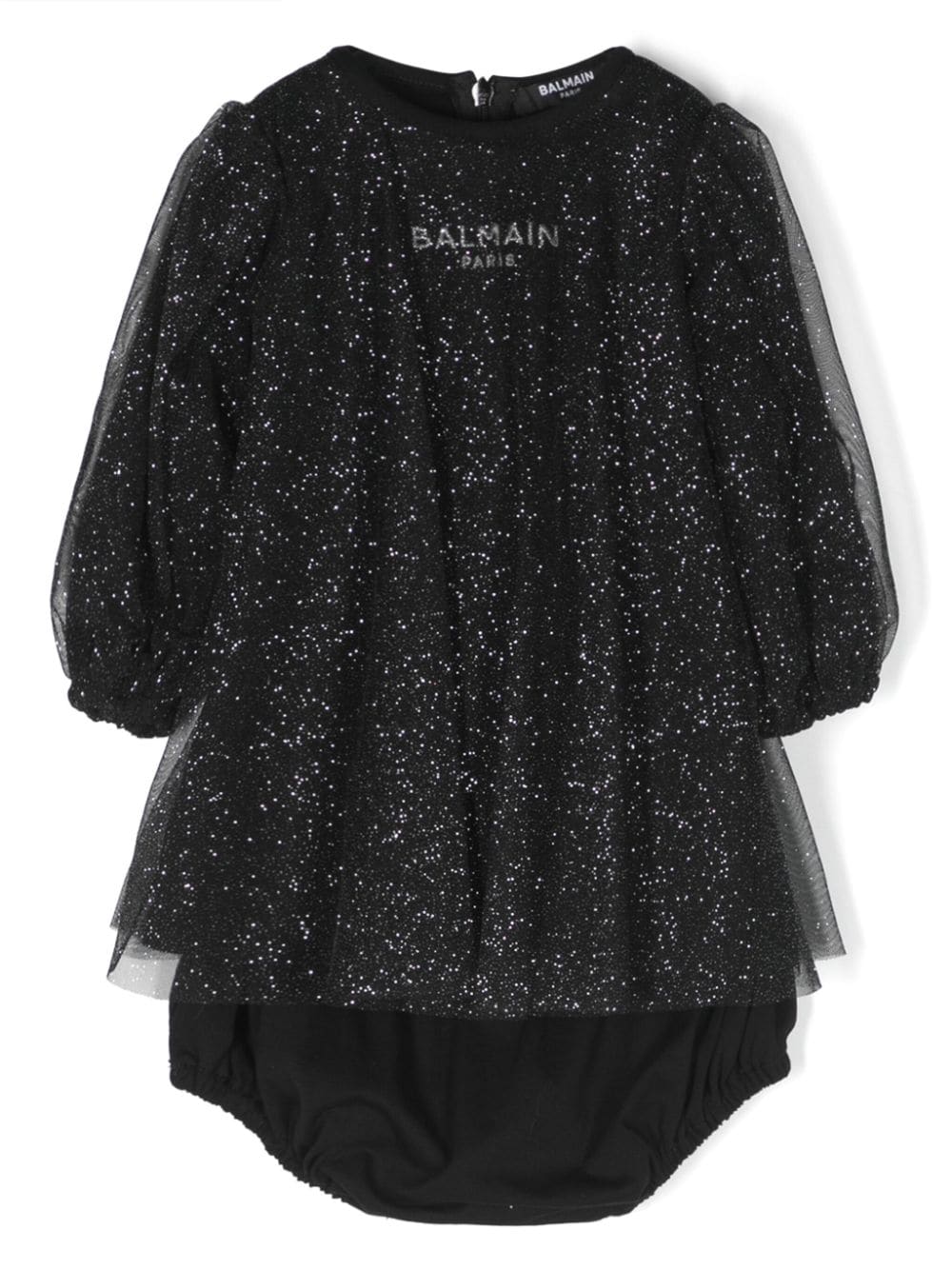 Balmain Kids Tüllkleid mit Logo-Print - Schwarz von Balmain Kids