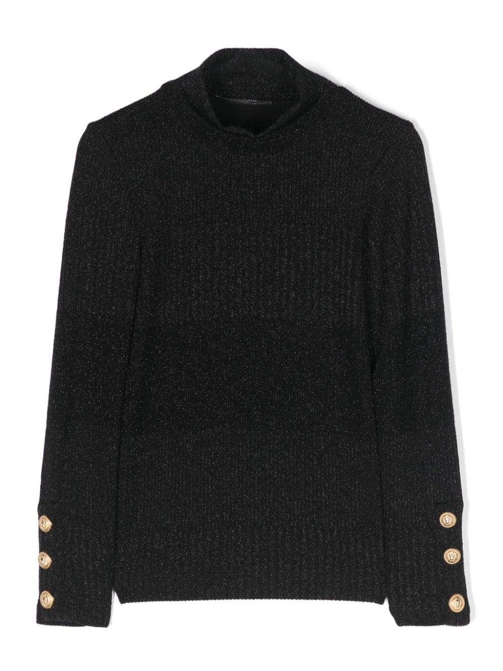 Balmain Kids Gerippter Pullover mit Lurex-Detail - Schwarz von Balmain Kids