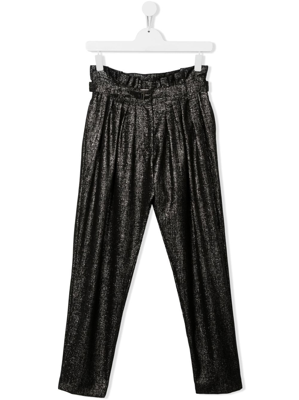 Balmain Kids Hose im Metallic-Look mit Gürtel - Schwarz von Balmain Kids