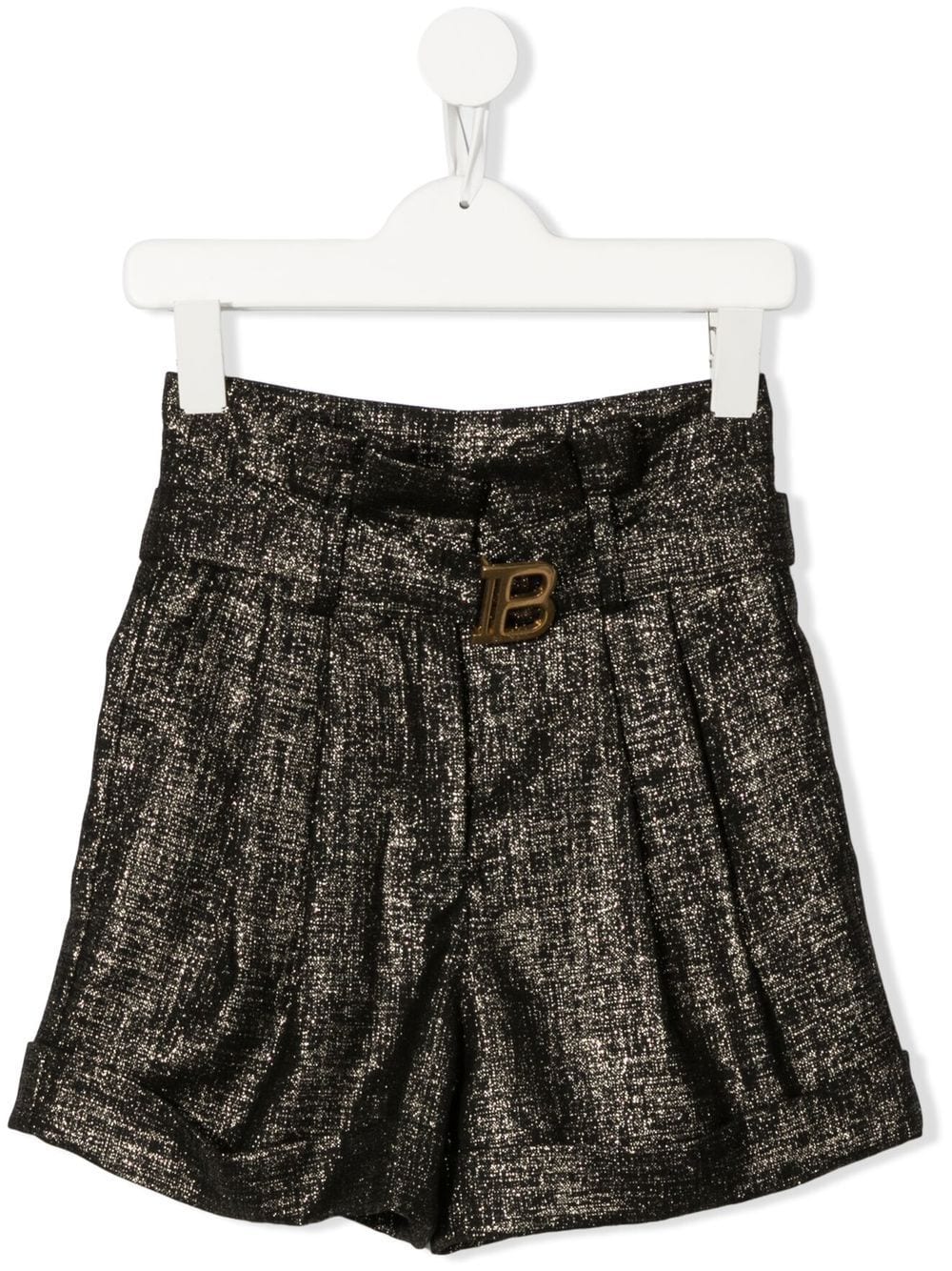 Balmain Kids High-Waist-Shorts im Metallic-Look - Schwarz von Balmain Kids