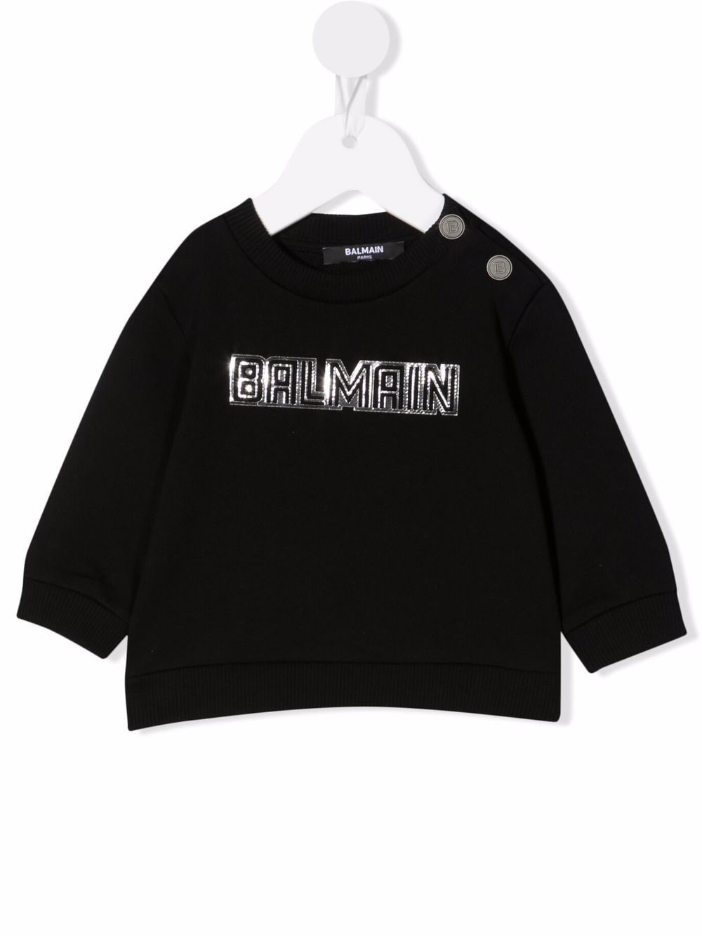 Balmain Kids Sweatshirt mit Metallic-Logo - Schwarz von Balmain Kids