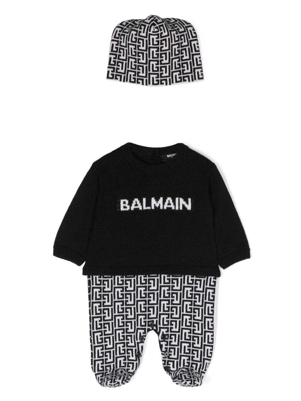 Balmain Kids Set aus gestricktem Strampler und Mütze - Schwarz von Balmain Kids