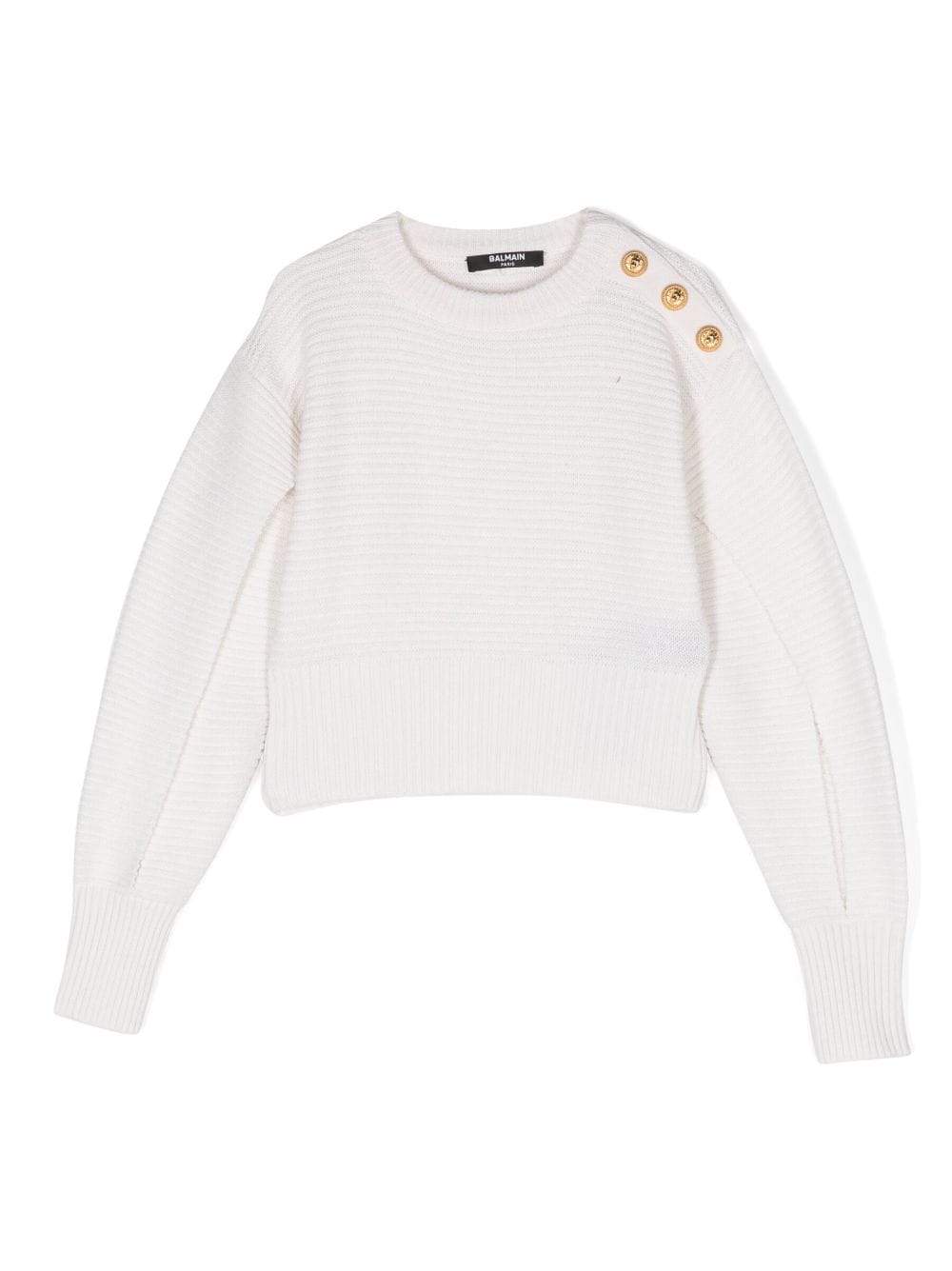 Balmain Kids Gerippter Pullover mit Schlitzen - Weiß von Balmain Kids