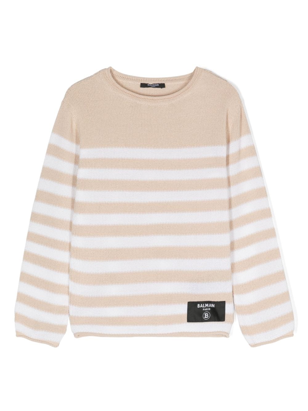 Balmain Kids Gestreifter Strickpullover - Nude von Balmain Kids