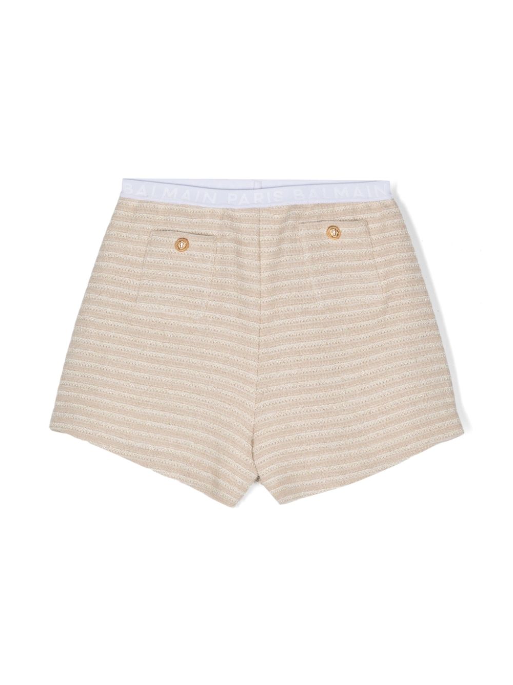 Balmain Kids Gestrickte Shorts mit Streifen - Nude von Balmain Kids