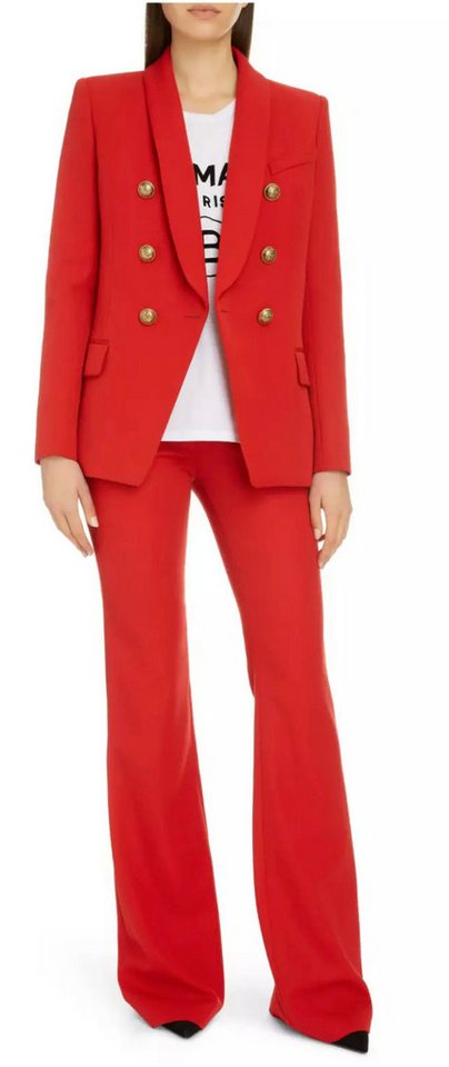 Balmain Paris Bootcuthose Hose Cherry Red, 100 % Wolle, Made in Italy, Sammlerstück Made in Italy – höchste Schneiderkunst von Balmain Paris