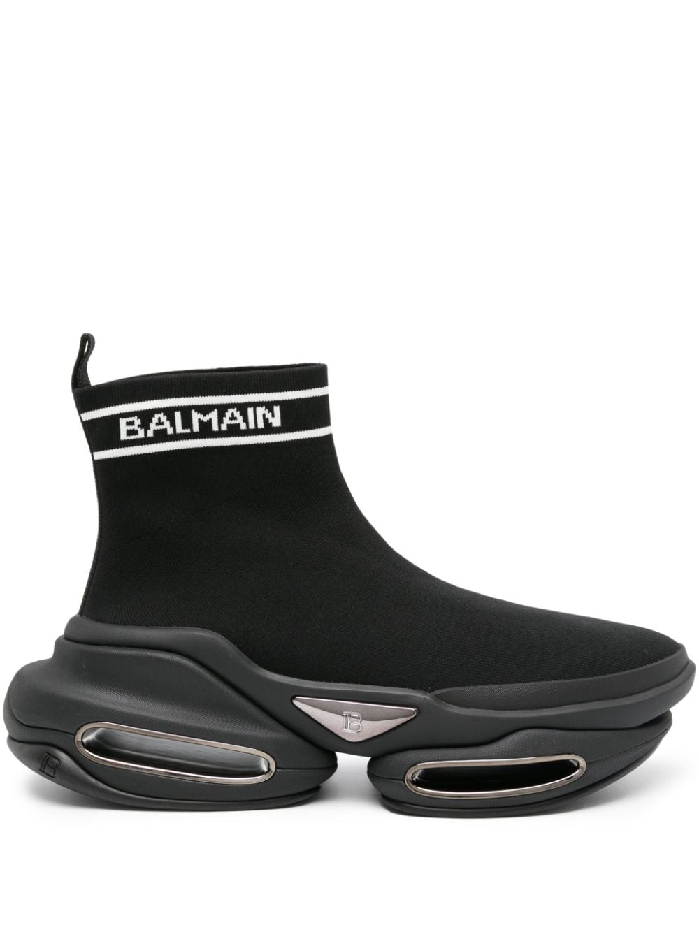 Balmain Gestrickte B-Bold Plateau-Sneakers - Schwarz von Balmain