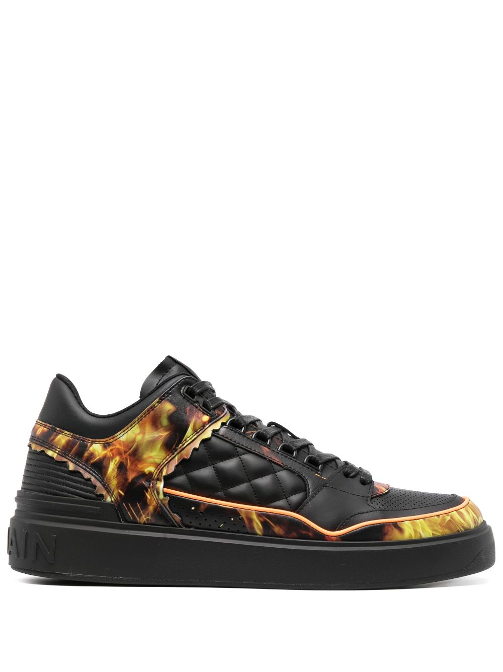 Balmain B-Court Sneakers mit Flammen-Print - Schwarz von Balmain