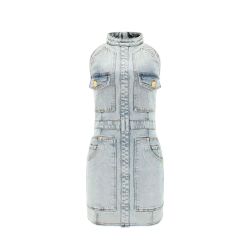 Balmain Blaues Denim Minikleid - 98% Baumwolle von Balmain