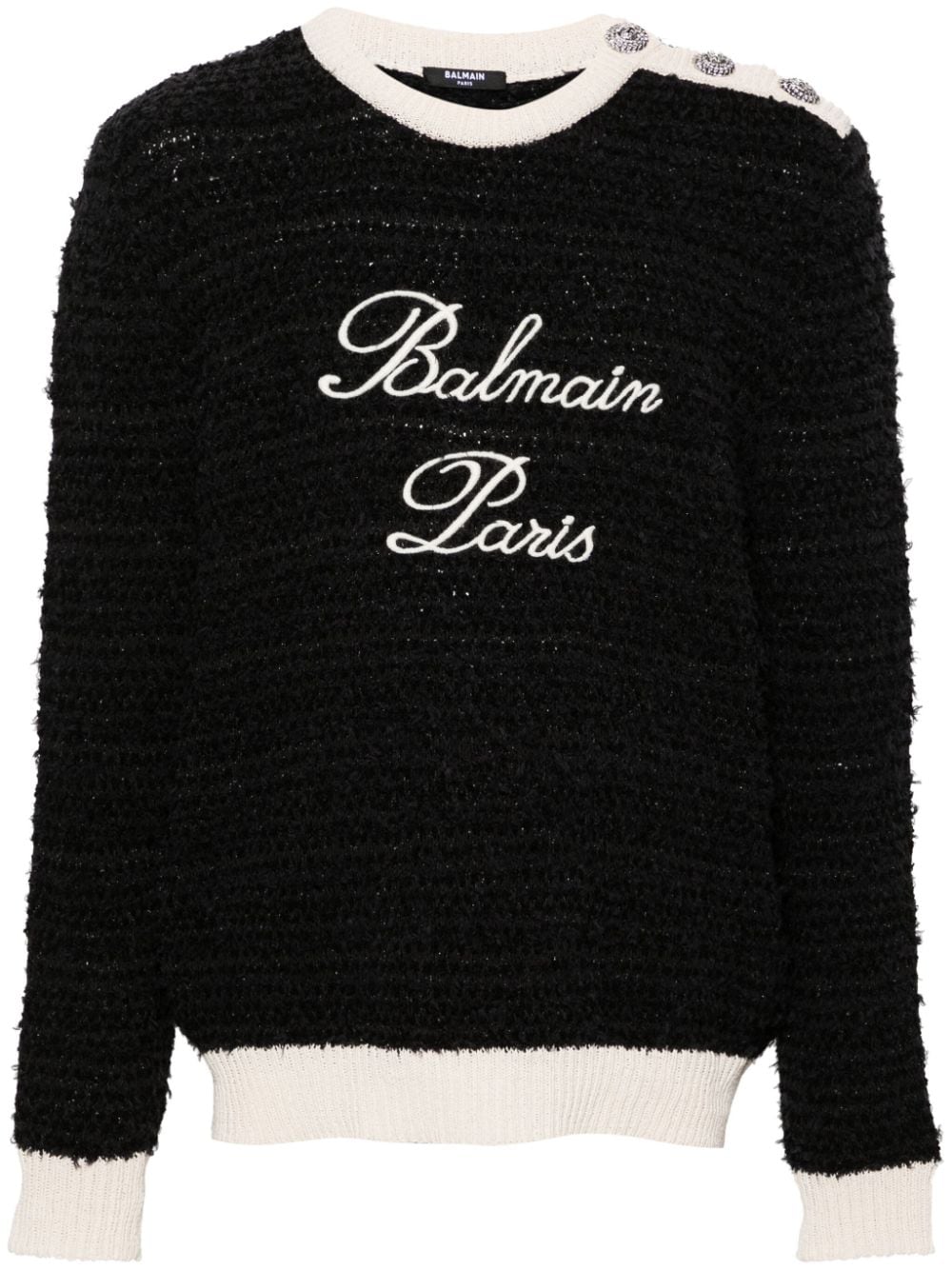 Balmain Bouclé-Pullover mit Logo-Stickerei - Schwarz von Balmain