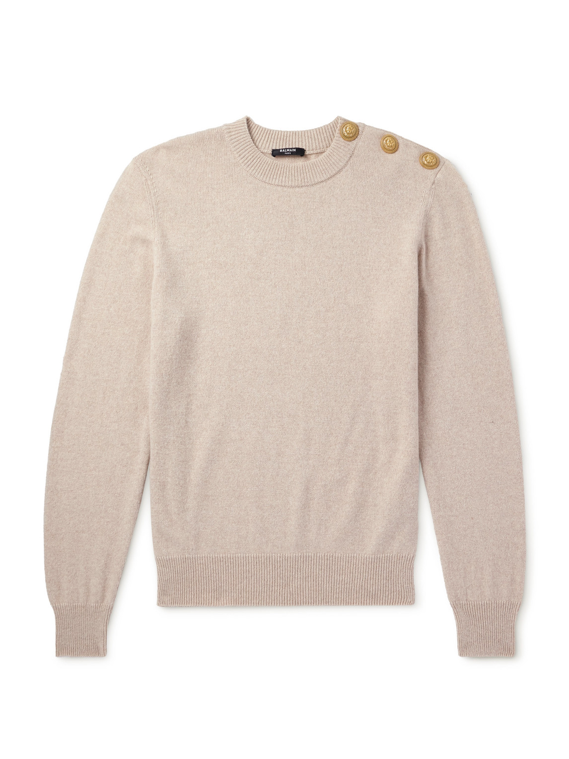 Balmain - Button-Embellished Recycled Cashmere and Wool-Blend Sweater - Men - Neutrals - XXL von Balmain