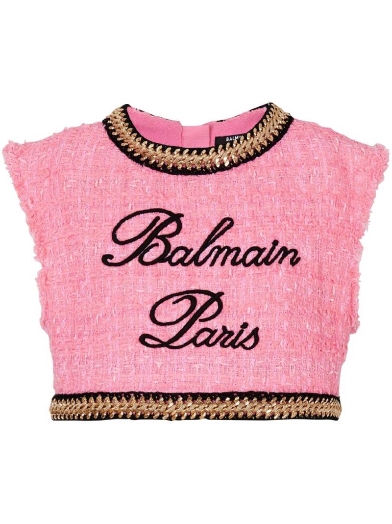 Balmain Cropped-Oberteil mit Logo - Rosa von Balmain