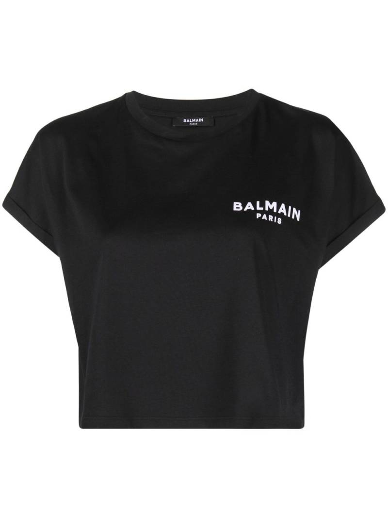 Balmain Cropped-T-Shirt mit Logo-Print - Schwarz von Balmain