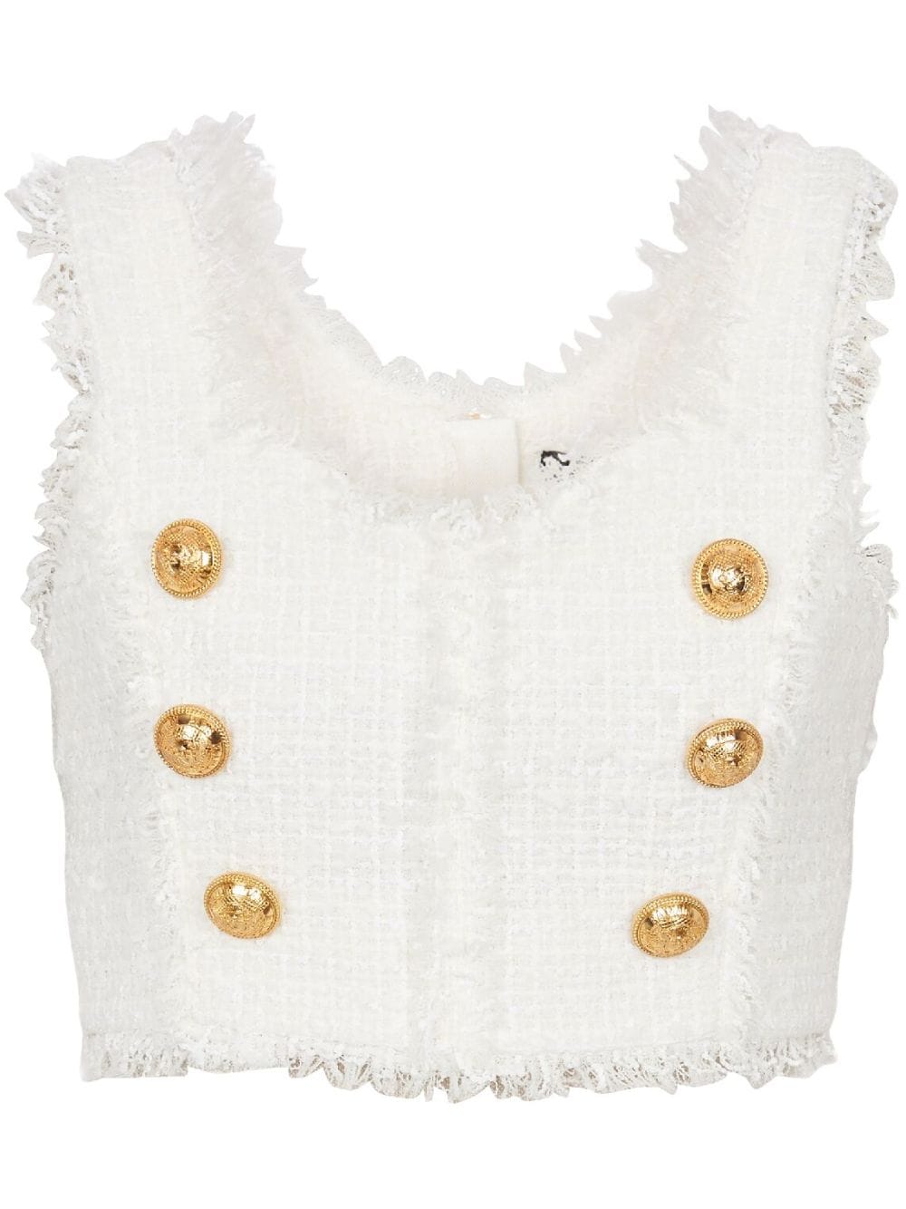 Balmain Cropped-Top aus Tweed - Weiß von Balmain